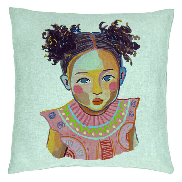 Perna Decorativa, Model Happy Baby, 40x40 cm, Verde Menta, Husa Detasabila, Burduf 15 Perna Decorativa