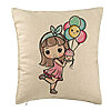 Perna Decorativa, Model Happy Girl, 40x40 cm, Bej, Husa Detasabila, Burduf 7 Perna Decorativa