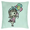 Perna Decorativa, Model Happy Girl, 40x40 cm, Verde Menta, Husa Detasabila, Burduf 22 Perna Decorativa