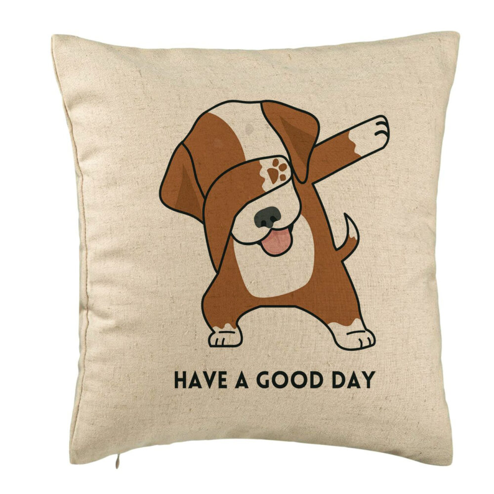 Perna Decorativa, Model Have a Good Day, 40x40 cm, Bej, Husa Detasabila, Burduf 5 Perna Decorativa