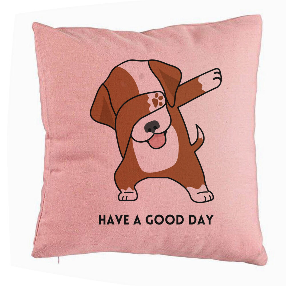 Perna Decorativa, Model Have a Good Day, 40x40 cm, Roz, Husa Detasabila, Burduf 5 Perna Decorativa