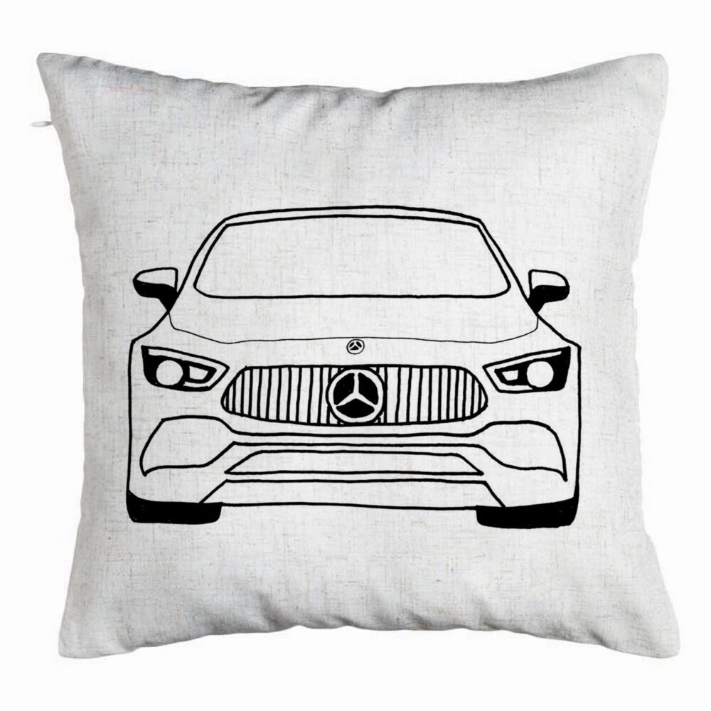 Perna Decorativa, Model Hey Mercedes, 40x40 cm, Alb Murdar, Husa Detasabila, Burduf 5 Perna Decorativa