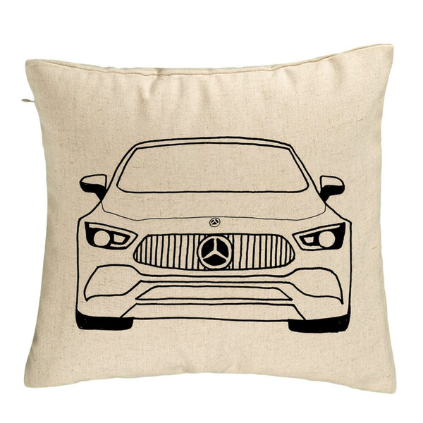 Perna Decorativa, Model Hey Mercedes, 40x40 cm, Bej, Husa Detasabila, Burduf 5 Perna Decorativa