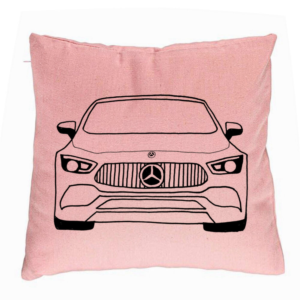 Perna Decorativa, Model Hey Mercedes, 40x40 cm, Roz, Husa Detasabila, Burduf 5 Perna Decorativa