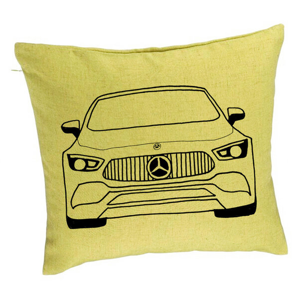 Perna Decorativa, Model Hey Mercedes, 40x40 cm, Verde, Husa Detasabila, Burduf 5 Perna Decorativa