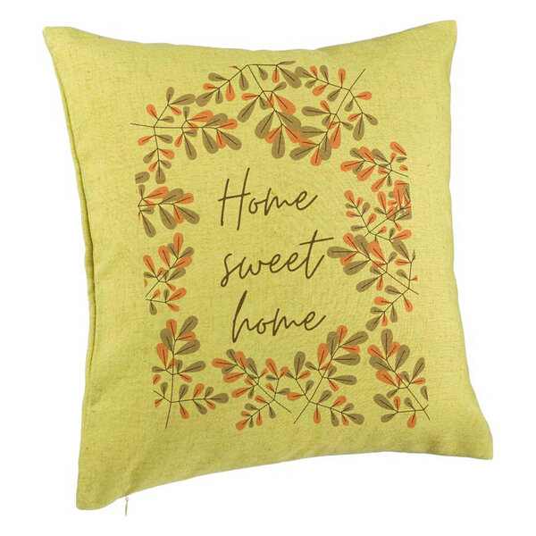 Perna Decorativa, Model Home Sweet Home, 40x40 cm, Verde, Husa Detasabila, Burduf 5 Perna Decorativa