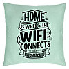 Perna Decorativa, Model Home is Where WIFI Connects Automatically, 40x40 cm, Verde Menta, Husa Detasabila, Burduf 22 Perna Decorativa