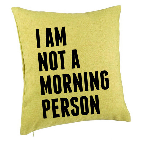 Perna Decorativa, Model I Am Not A Morning Person, 40x40 cm, Verde, Husa Detasabila, Burduf 5 Perna Decorativa