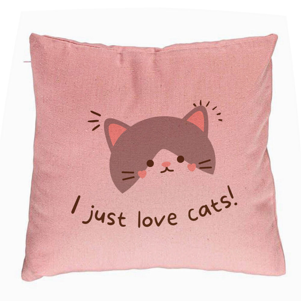 Perna Decorativa, Model I Just Love Cats, 40x40 cm, Roz, Husa Detasabila, Burduf 5 Perna Decorativa