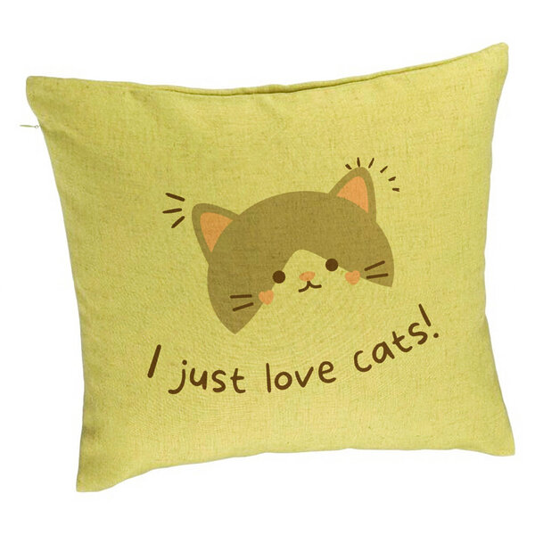 Perna Decorativa, Model I Just Love Cats, 40x40 cm, Verde, Husa Detasabila, Burduf 5 Perna Decorativa