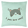 Perna Decorativa, Model I Just Love Cats, 40x40 cm, Verde Menta, Husa Detasabila, Burduf 22 Perna Decorativa
