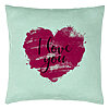 Perna Decorativa, Model I Love You, 40x40 cm, Verde Menta, Husa Detasabila, Burduf 22 Perna Decorativa