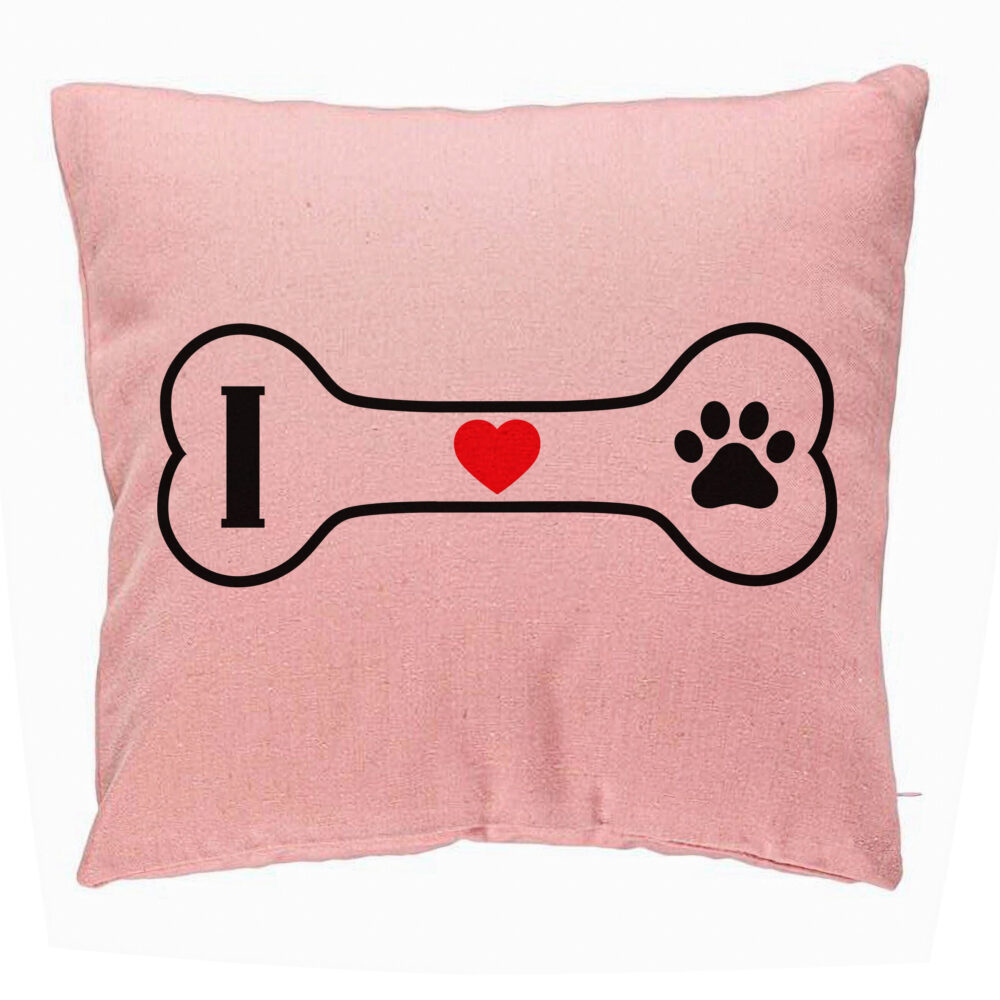 Perna Decorativa, Model I love Doggos, 40x40 cm, Roz, Husa Detasabila, Burduf 5 Perna Decorativa