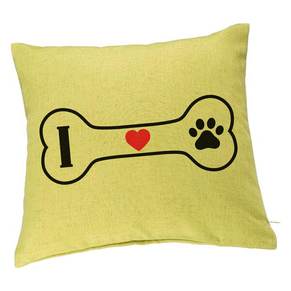 Perna Decorativa, Model I love Doggos, 40x40 cm, Verde, Husa Detasabila, Burduf 5 Perna Decorativa
