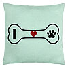 Perna Decorativa, Model I love Doggos, 40x40 cm, Verde Menta, Husa Detasabila, Burduf 22 Perna Decorativa
