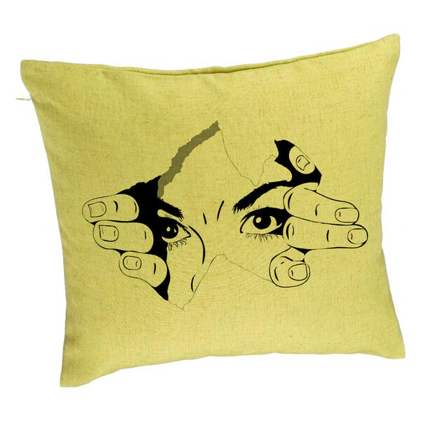 Perna Decorativa, Model I see You, 40x40 cm, Verde, Husa Detasabila, Burduf 5 Perna Decorativa
