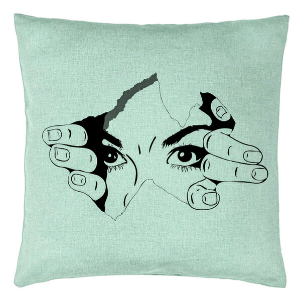 Perna Decorativa, Model I see You, 40x40 cm, Verde Menta, Husa Detasabila, Burduf 15 Perna Decorativa