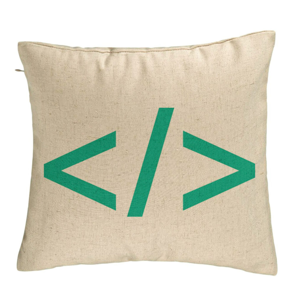 Perna Decorativa, Model IT Coder, 40x40 cm, Bej, Husa Detasabila, Burduf 5 Perna Decorativa