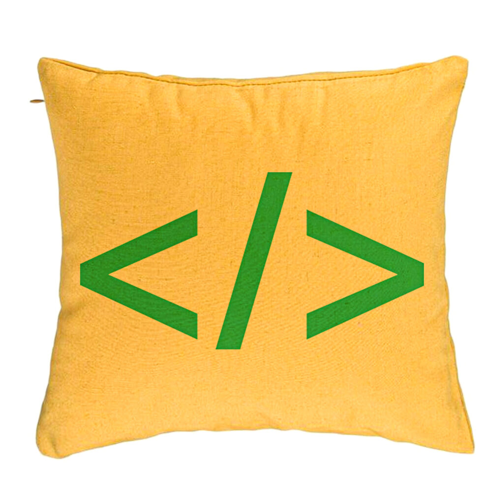 Perna Decorativa, Model IT Coder, 40x40 cm, Galben, Husa Detasabila, Burduf 5 Perna Decorativa