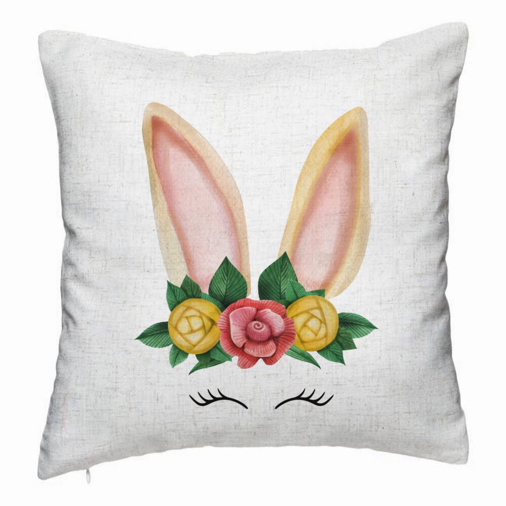 Perna Decorativa, Model Iepuras Floral, 40x40 cm, Alb Murdar, Husa Detasabila, Burduf 5 Perna Decorativa