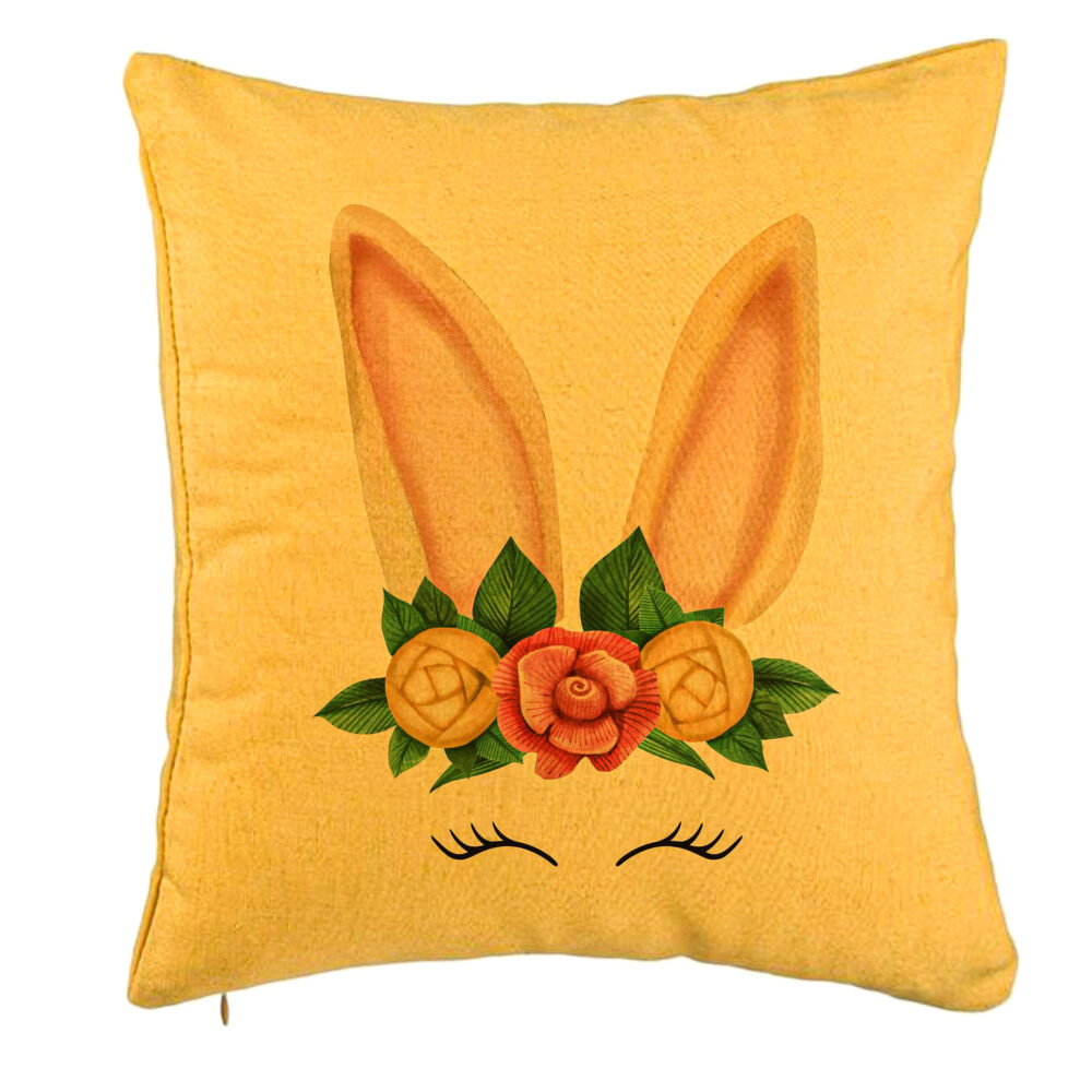 Perna Decorativa, Model Iepuras Floral, 40x40 cm, Galben, Husa Detasabila, Burduf 5 Perna Decorativa