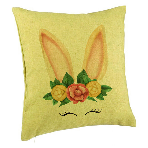 Perna Decorativa, Model Iepuras Floral, 40x40 cm, Verde, Husa Detasabila, Burduf 5 Perna Decorativa