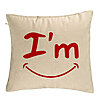 Perna Decorativa, Model I'm Happy, 40x40 cm, Bej, Husa Detasabila, Burduf 7 Perna Decorativa