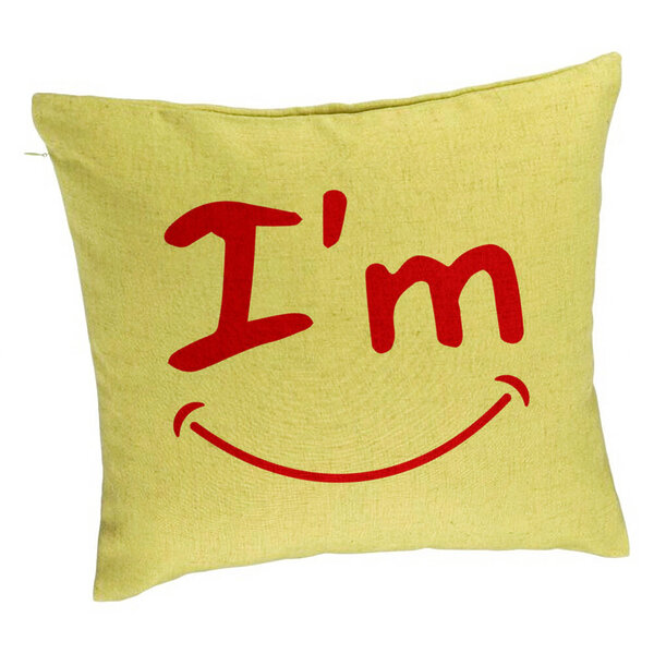 Perna Decorativa, Model I'm Happy, 40x40 cm, Verde, Husa Detasabila, Burduf 5 Perna Decorativa