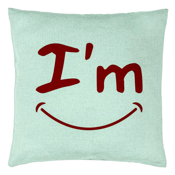 Perna Decorativa, Model I'm Happy, 40x40 cm, Verde Menta, Husa Detasabila, Burduf 15 Perna Decorativa