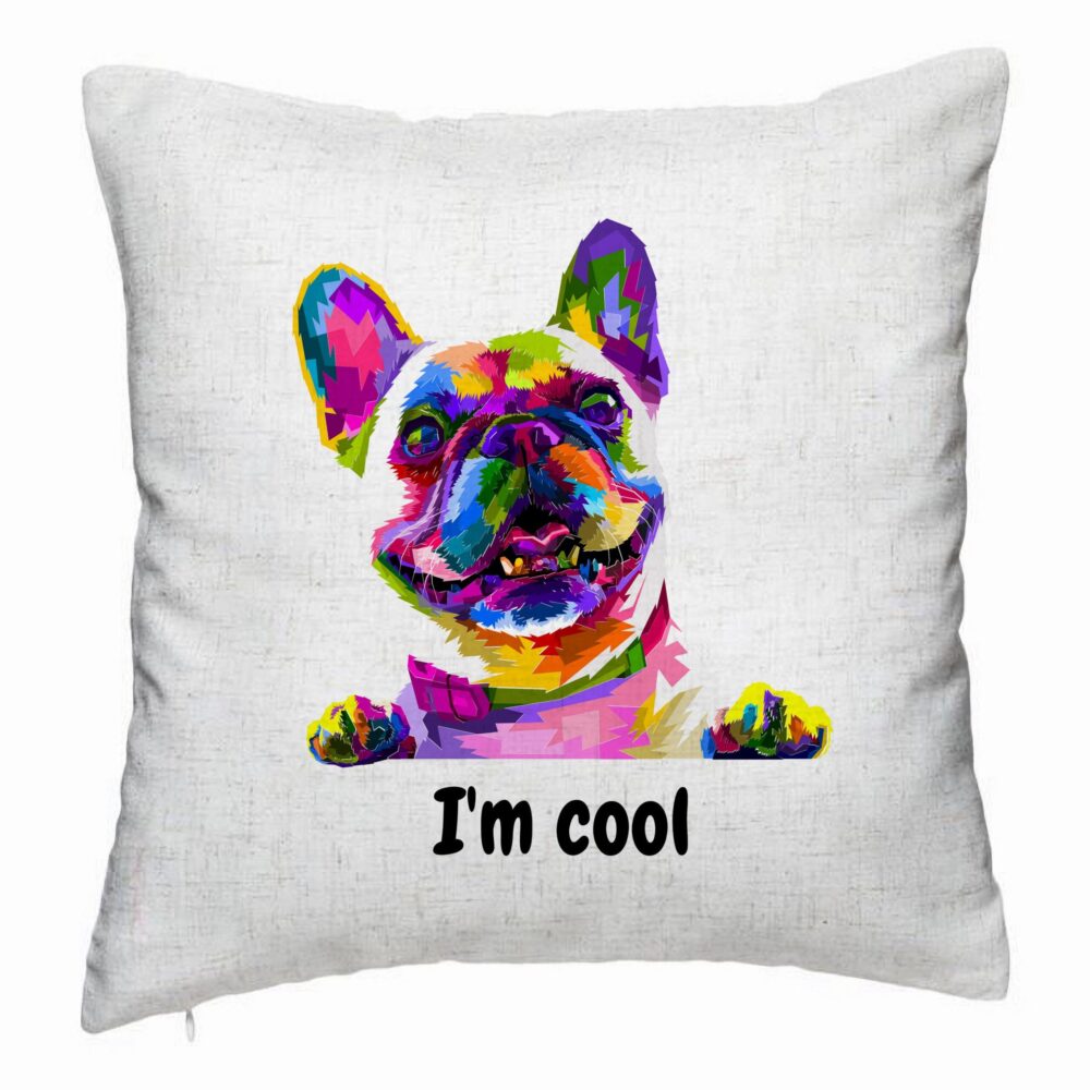 Perna Decorativa, Model I'm cool Colorful, 40x40 cm, Alb Murdar, Husa Detasabila, Burduf 5 Perna Decorativa