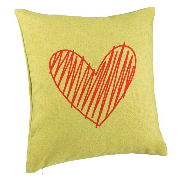 Perna Decorativa, Model Inimioara, 40x40 cm, Verde, Husa Detasabila, Burduf 5 Perna Decorativa