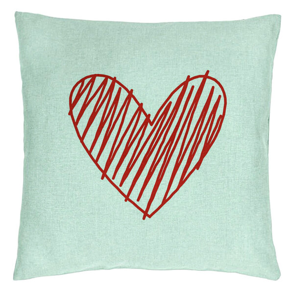 Perna Decorativa, Model Inimioara, 40x40 cm, Verde Menta, Husa Detasabila, Burduf 15 Perna Decorativa