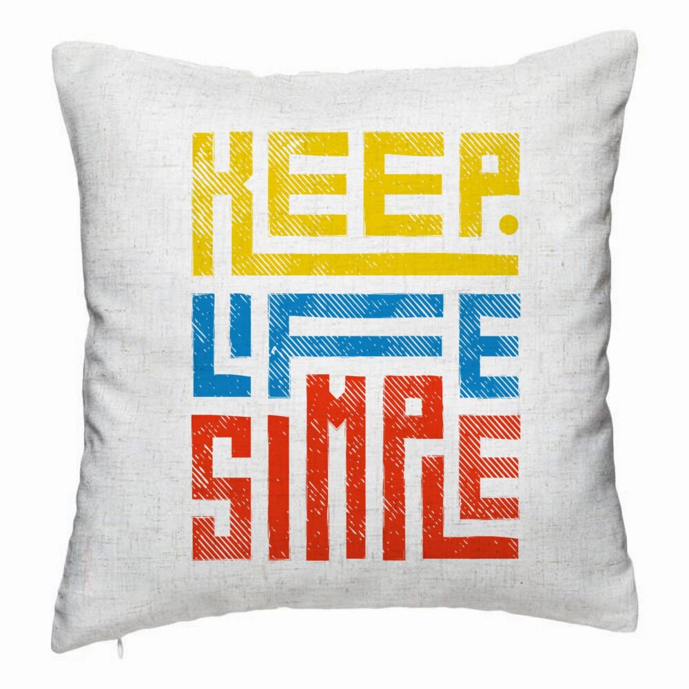 Perna Decorativa, Model Keep Life Simple, 40x40 cm, Alb Murdar, Husa Detasabila, Burduf 5 Perna Decorativa