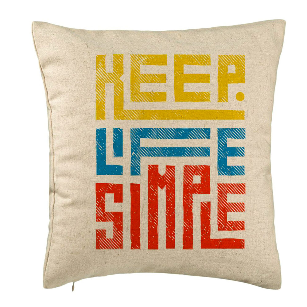 Perna Decorativa, Model Keep Life Simple, 40x40 cm, Bej, Husa Detasabila, Burduf 5 Perna Decorativa