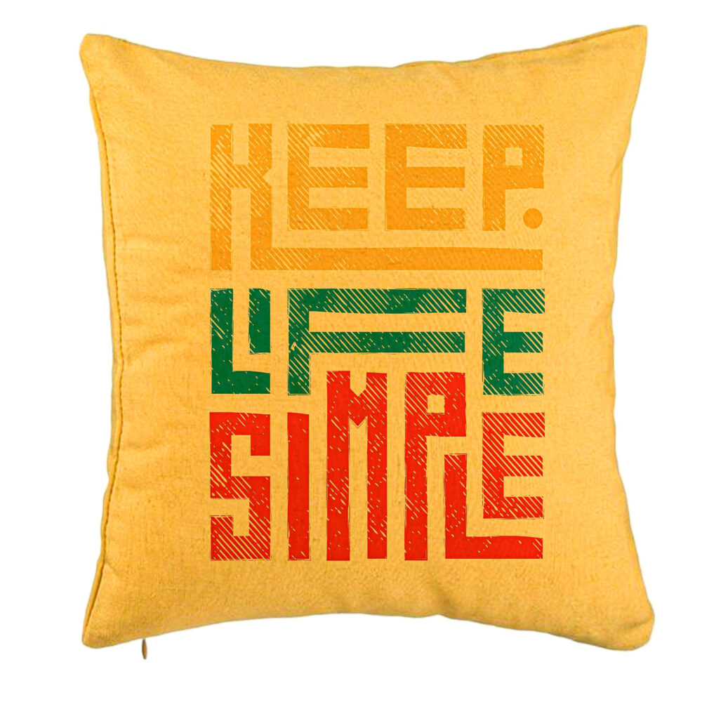 Perna Decorativa, Model Keep Life Simple, 40x40 cm, Galben, Husa Detasabila, Burduf 5 Perna Decorativa