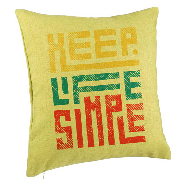 Perna Decorativa, Model Keep Life Simple, 40x40 cm, Verde, Husa Detasabila, Burduf 5 Perna Decorativa