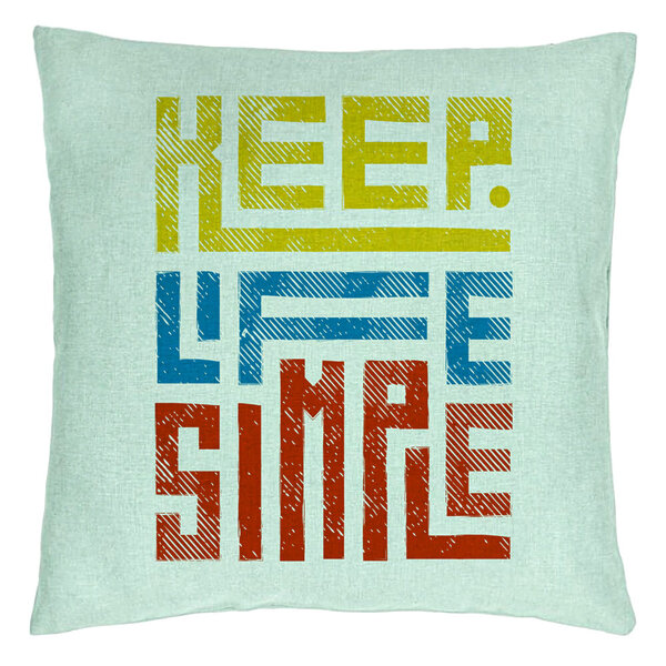 Perna Decorativa, Model Keep Life Simple, 40x40 cm, Verde Menta, Husa Detasabila, Burduf 15 Perna Decorativa