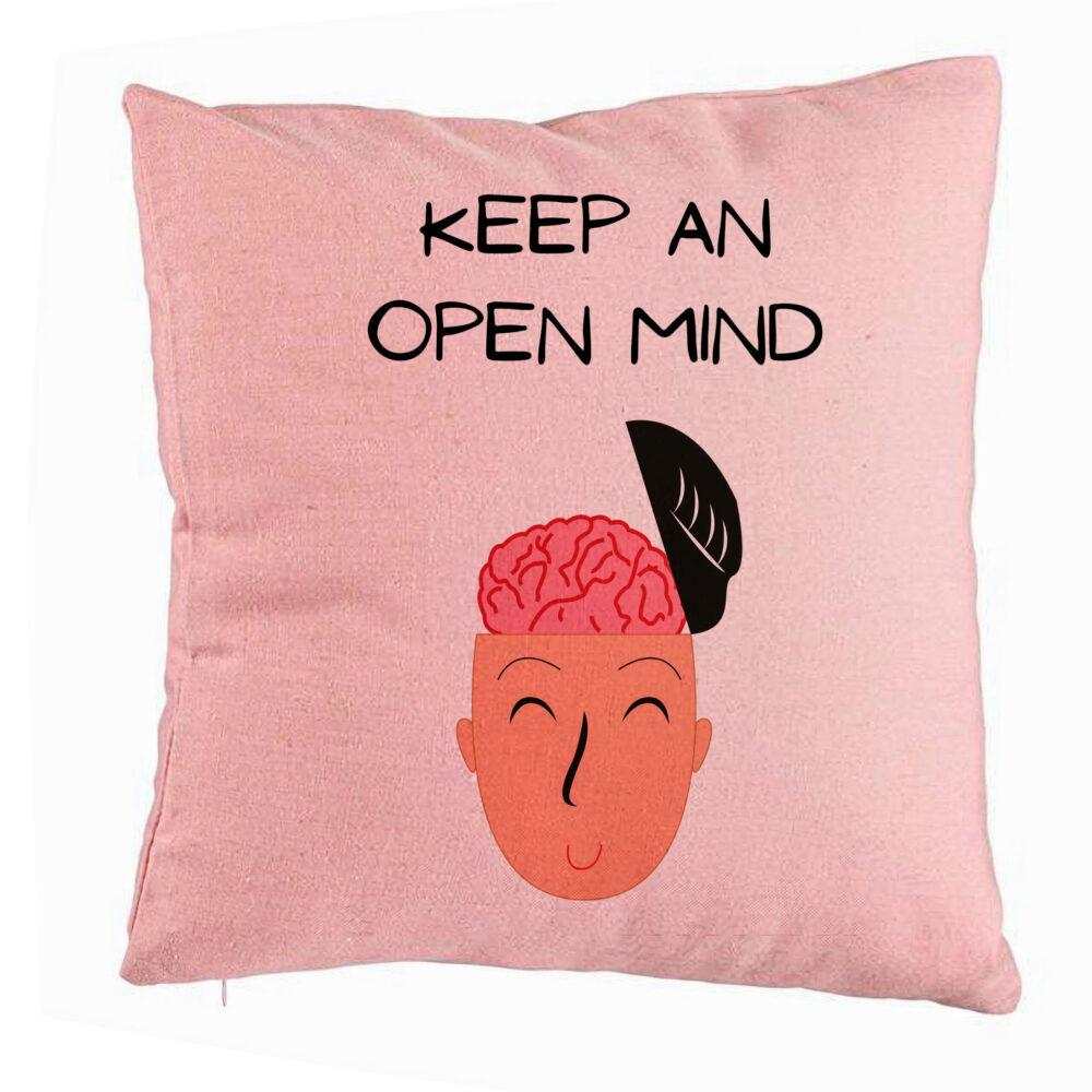 Perna Decorativa, Model Keep an Open Mind, 40x40 cm, Roz, Husa Detasabila, Burduf 5 Perna Decorativa