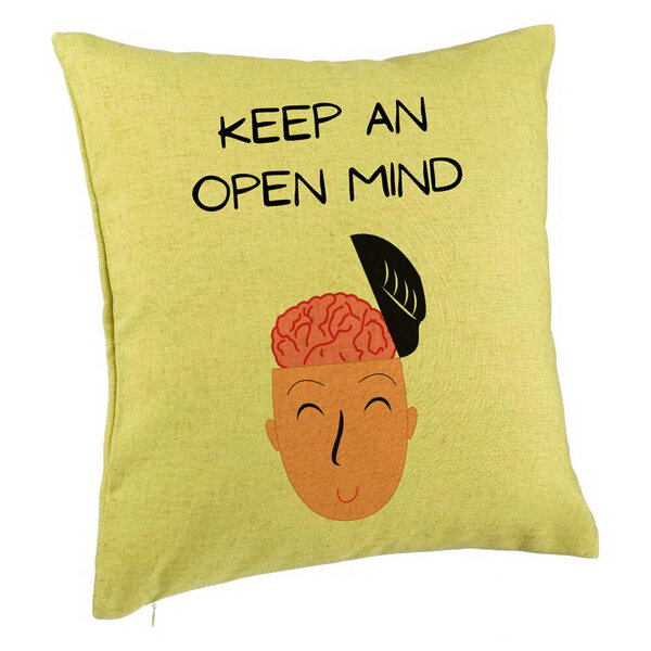 Perna Decorativa, Model Keep an Open Mind, 40x40 cm, Verde, Husa Detasabila, Burduf 5 Perna Decorativa