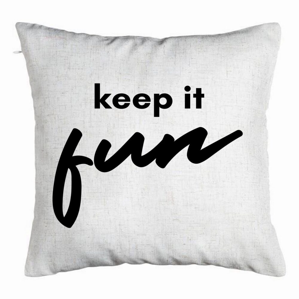 Perna Decorativa, Model Keep it Fun, 40x40 cm, Alb Murdar, Husa Detasabila, Burduf 5 Perna Decorativa