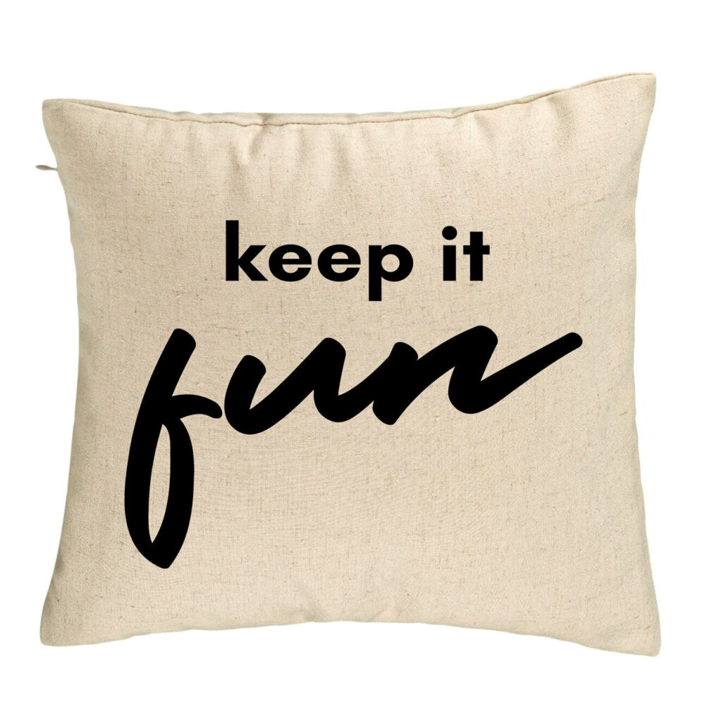 Perna Decorativa, Model Keep it Fun, 40x40 cm, Bej, Husa Detasabila, Burduf 5 Perna Decorativa
