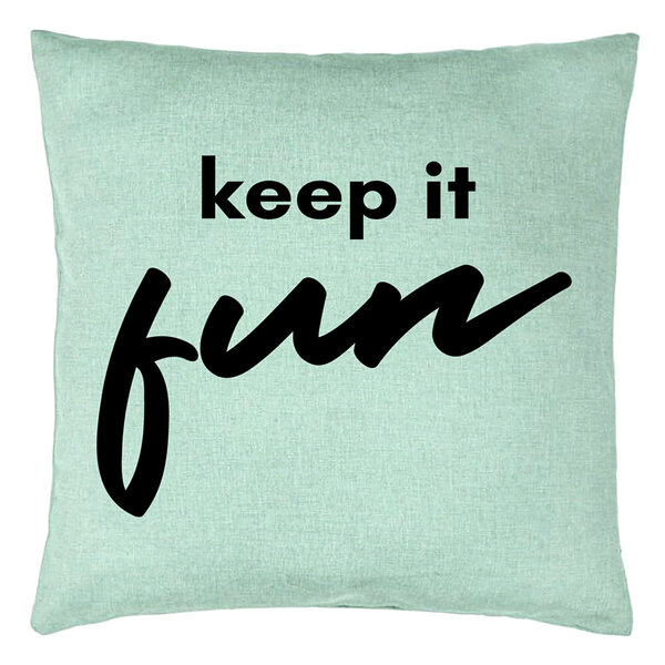 Perna Decorativa, Model Keep it Fun, 40x40 cm, Verde Menta, Husa Detasabila, Burduf 15 Perna Decorativa