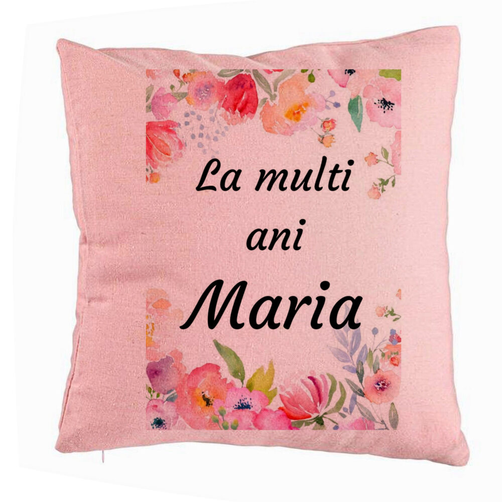 Perna Decorativa, Model La multi ani Maria 2, 40x40 cm, Roz, Husa Detasabila, Burduf 5 Perna Decorativa