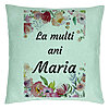 Perna Decorativa, Model La multi ani Maria 2, 40x40 cm, Verde Menta, Husa Detasabila, Burduf 22 Perna Decorativa