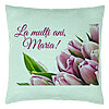 Perna Decorativa, Model La multi ani Maria, 40x40 cm, Verde Menta, Husa Detasabila, Burduf 22 Perna Decorativa