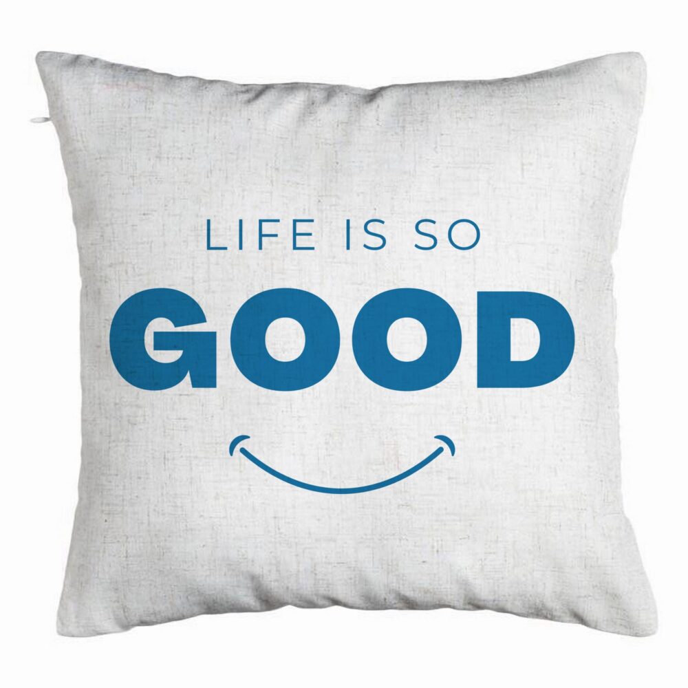 Perna Decorativa, Model Life is So Good, 40x40 cm, Alb Murdar, Husa Detasabila, Burduf 5 Perna Decorativa
