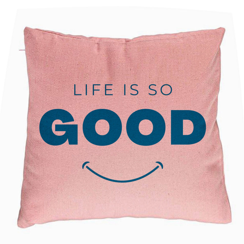 Perna Decorativa, Model Life is So Good, 40x40 cm, Roz, Husa Detasabila, Burduf 5 Perna Decorativa