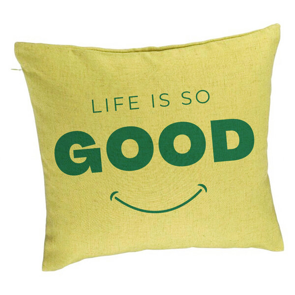 Perna Decorativa, Model Life is So Good, 40x40 cm, Verde, Husa Detasabila, Burduf 5 Perna Decorativa