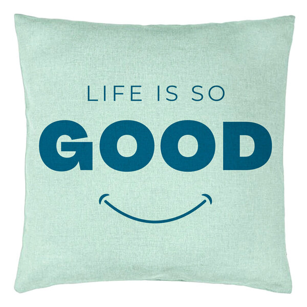 Perna Decorativa, Model Life is So Good, 40x40 cm, Verde Menta, Husa Detasabila, Burduf 15 Perna Decorativa