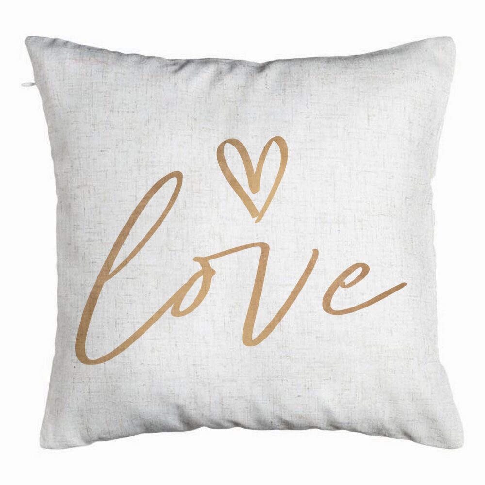 Perna Decorativa, Model Love, 40x40 cm, Alb Murdar, Husa Detasabila, Burduf 5 Perna Decorativa